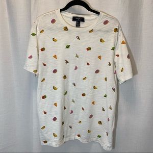 Forever 21 Men Food/Planets/Pinata Graphic White Short Sleeve Tee